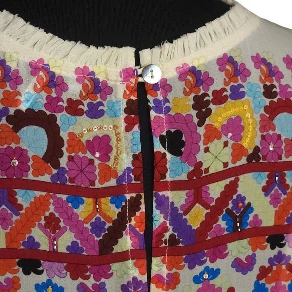 TANVI KEDIA Anthropologie Boho Sequin Embellished Shift Dress Large Folk $228 - Picture 6 of 8